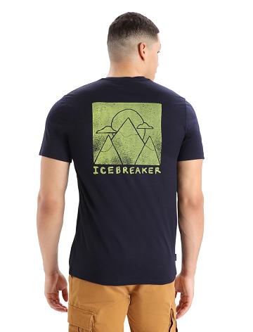 T Shirts Icebreaker Merino Tech Lite II Corta Sleeve Alp Ascension Homme Bleu Marine | FR 1170HAPK